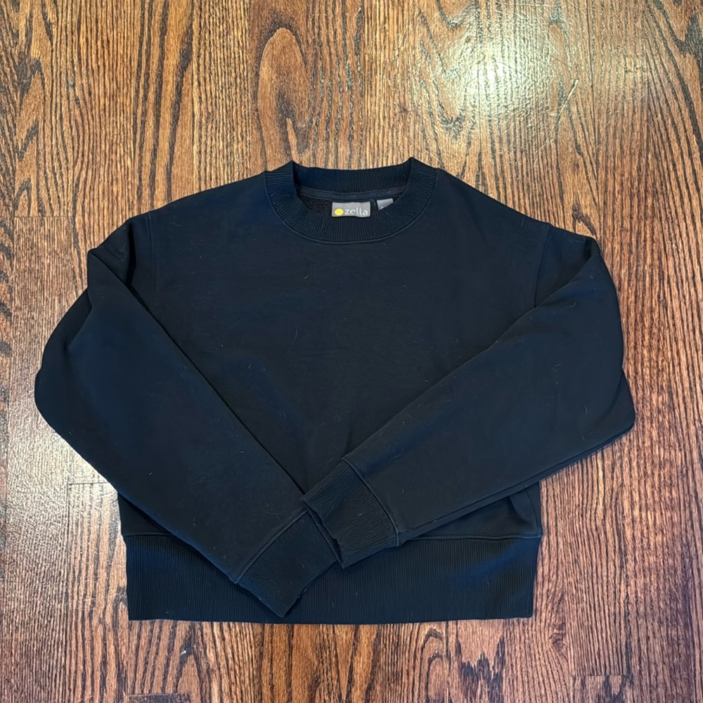 Zella Black Cropped Sweatshirt Size Small (7/8)
